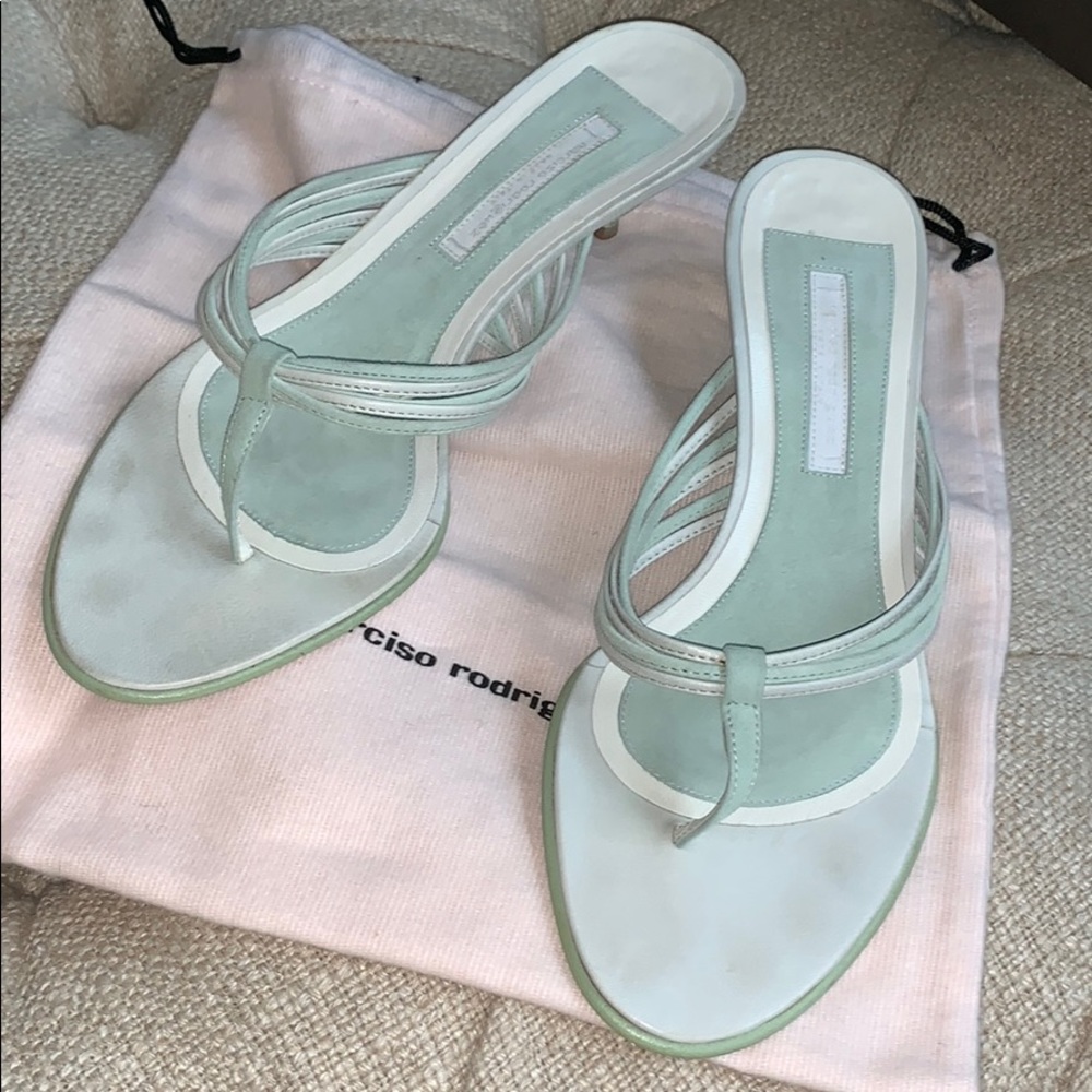 Narciso Rodriguez Cool Mint Suede Sandal  7